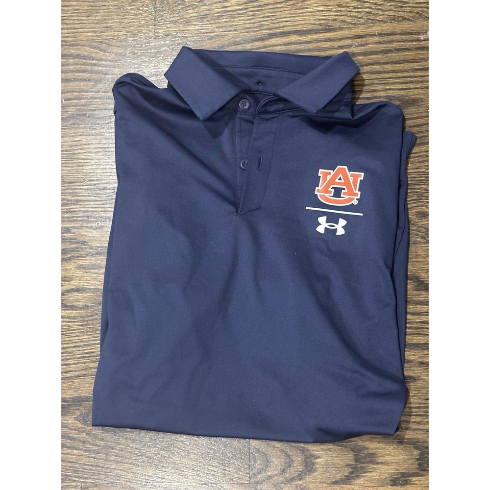 Under Armour Polo Shirt Auburn Tigers Womens Small Blue Short Sleeve Loose Heat